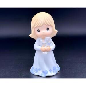 Precious Moments Porcelain Girl with Crystal Cross Figurine Faith Christian Gift